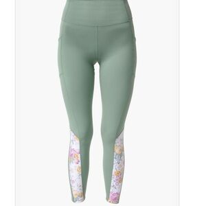 Tuckernuck Tnuck Sport Meadow Green Chintz High Rise Compression Legging